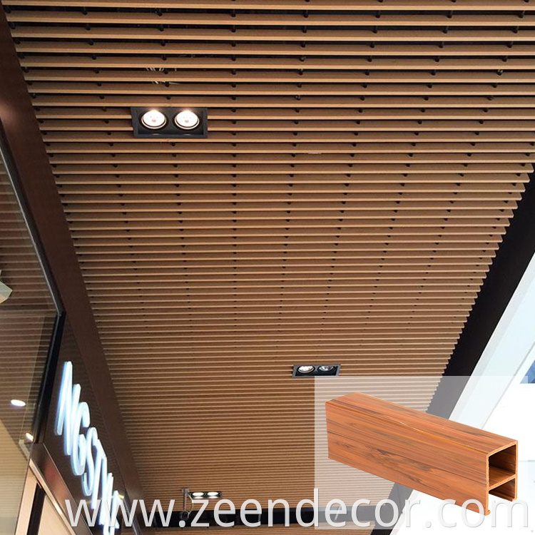 WPC Ceiling/WPC Outdoor Ceiling/PVC Square Exterior Timber Tube/WPC Baffle Ceilings/Modern Interior Ttile Ceilings/PVC Film Ceiling/Design Baffle Ceiling/Wood Plastic Composite Ceiling